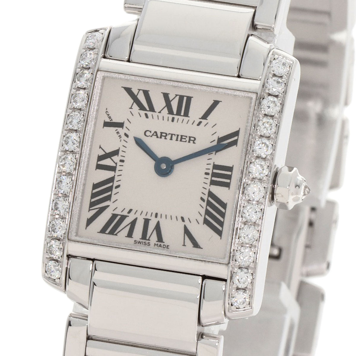 CARTIER カルティエ WE1002S3 タンクフランセーズ SM ベゼルダイヤモンド 腕時計 K18WG レディース 中古