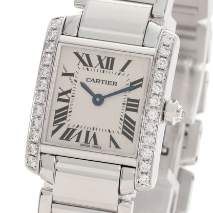 CARTIER カルティエ WE1002S3 タンクフランセーズ SM ベゼルダイヤモンド 腕時計 K18WG レディース 中古