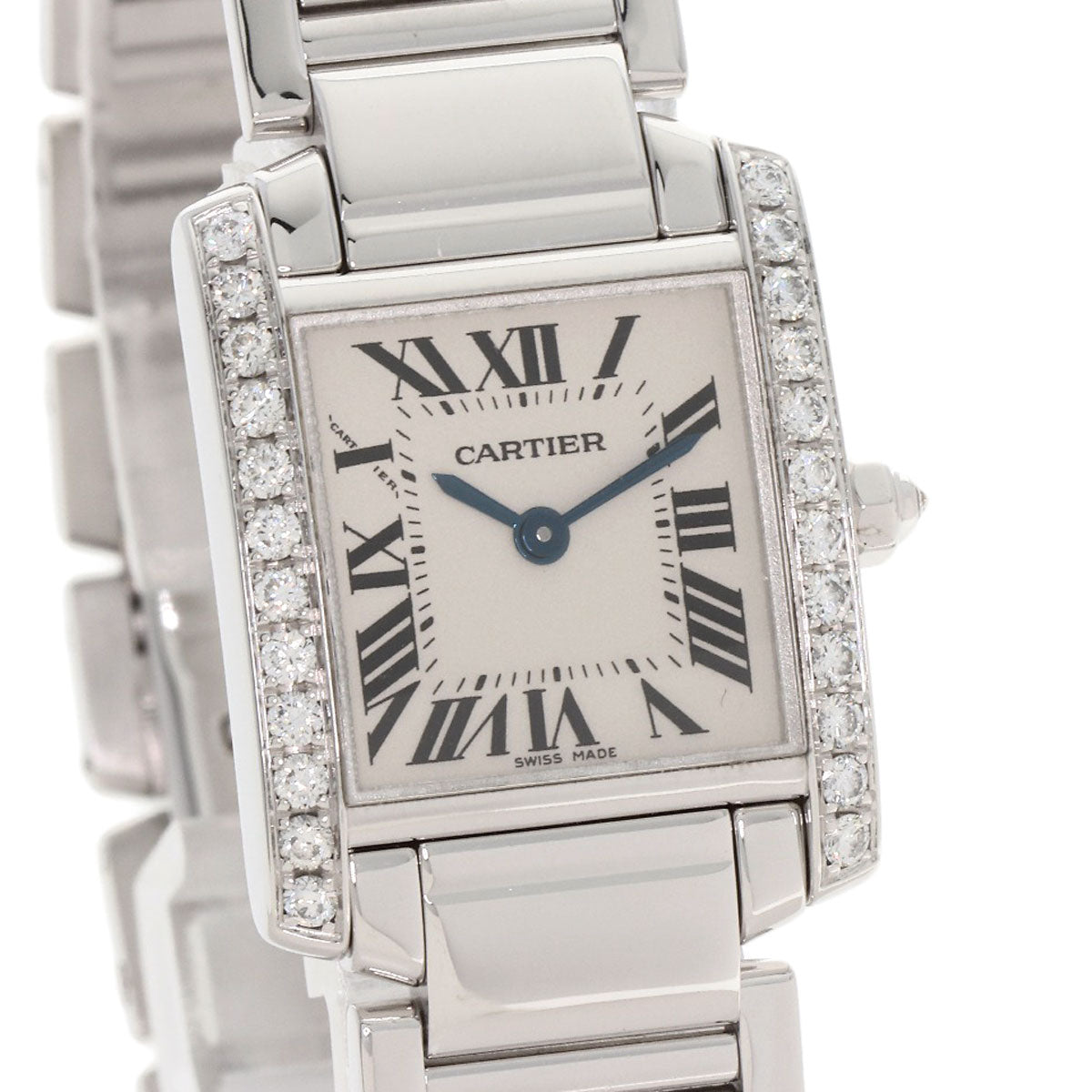 CARTIER カルティエ WE1002S3 タンクフランセーズ SM ベゼルダイヤモンド 腕時計 K18WG レディース 中古