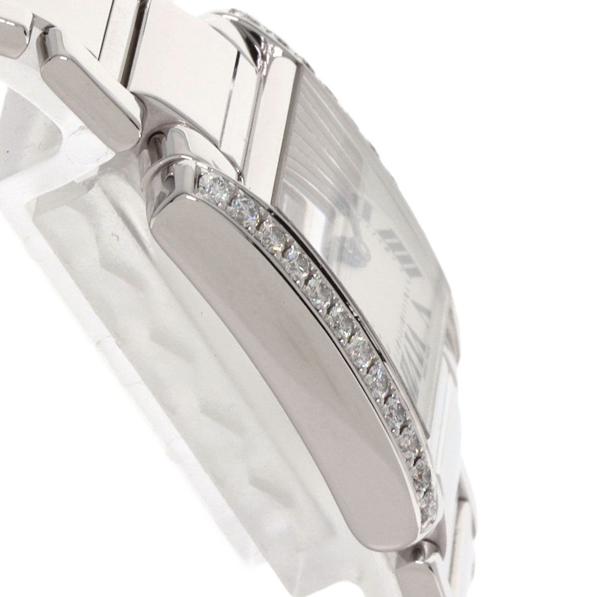 CARTIER カルティエ WE1002S3 タンクフランセーズ SM ベゼルダイヤモンド 腕時計 K18WG レディース 中古