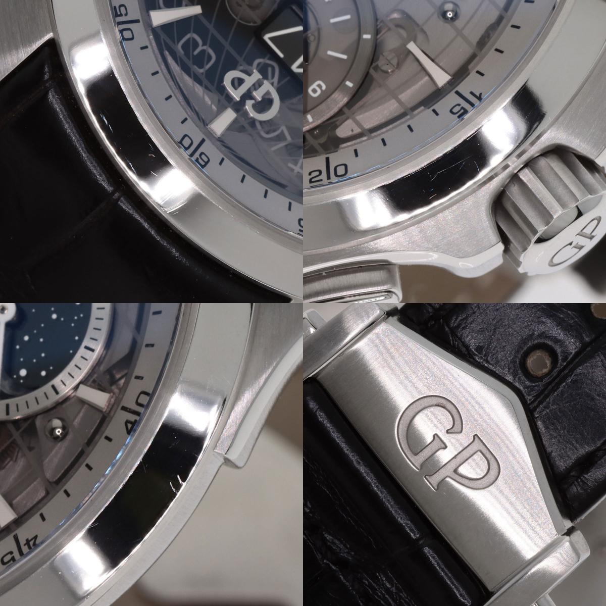 GIRARD-PERREGAUX ジラール・ペルゴ 49655-11-231-BB6A トラベラームーンフェイズ&GMT 腕時計 SS メンズ 中古