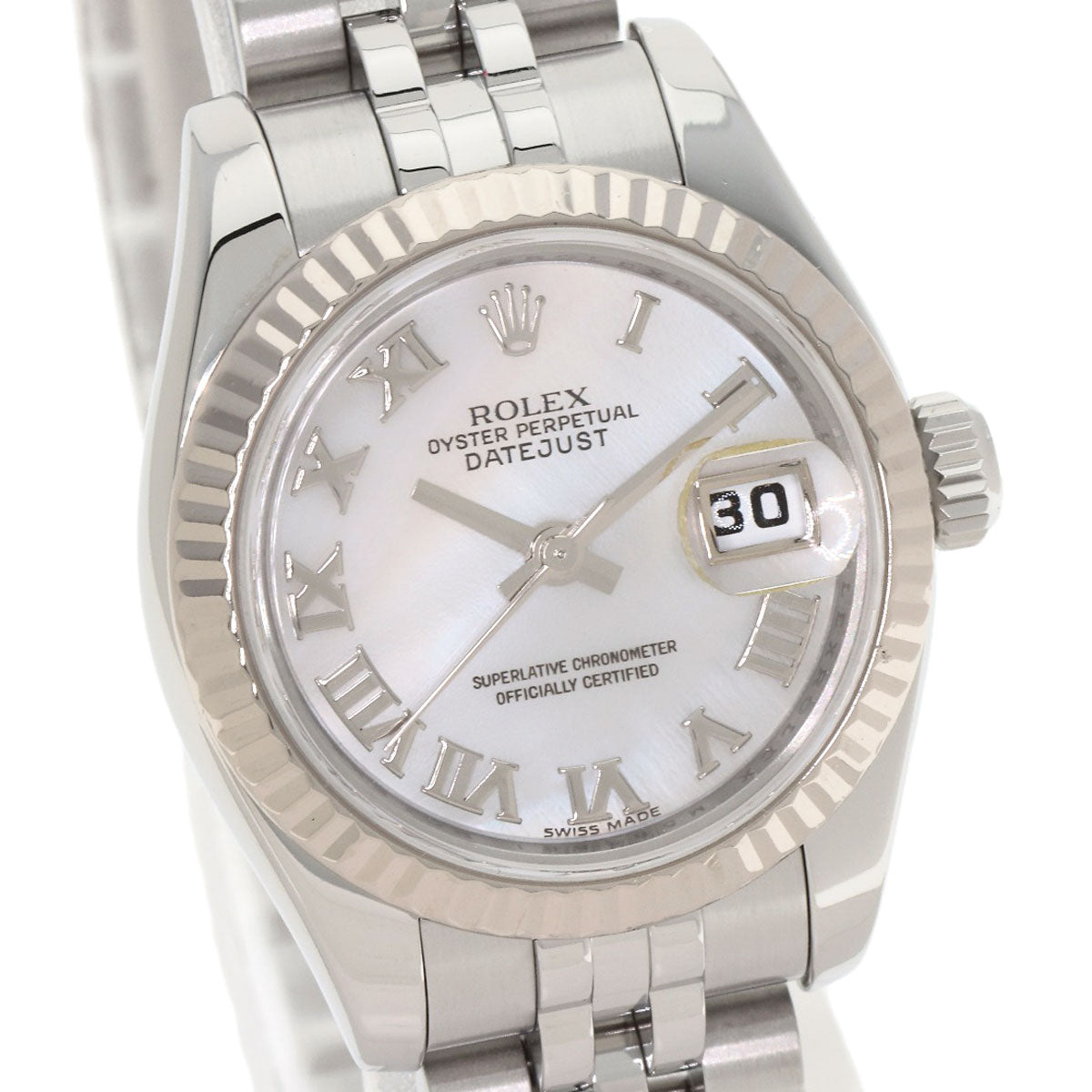 ROLEX ロレックス 179174NR デイトジャスト 10P ダイヤモンド 腕時計 SS レディース 中古