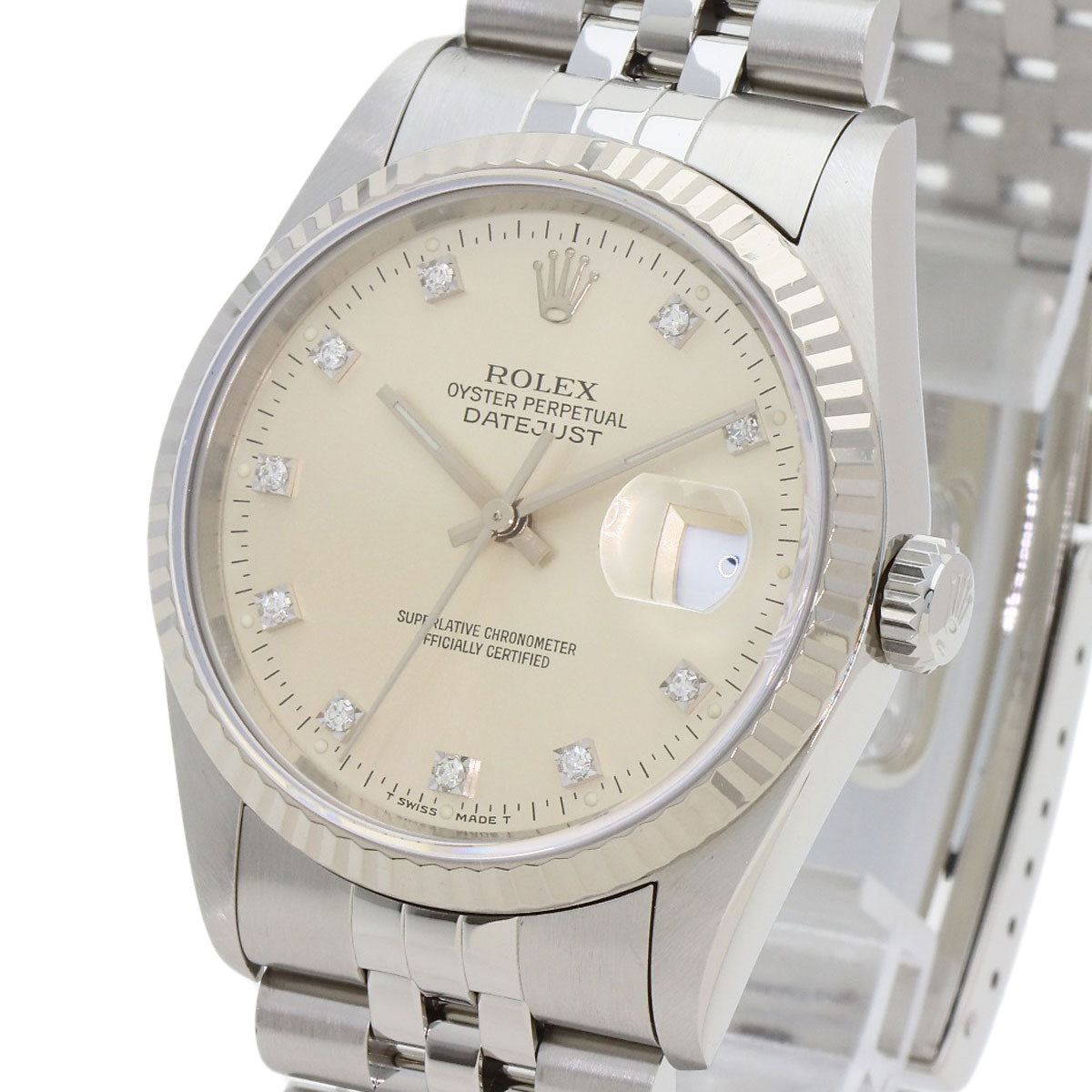 ROLEX ロレックス 16234G デイトジャスト 10P ダイヤモンド 腕時計 SS メンズ 中古