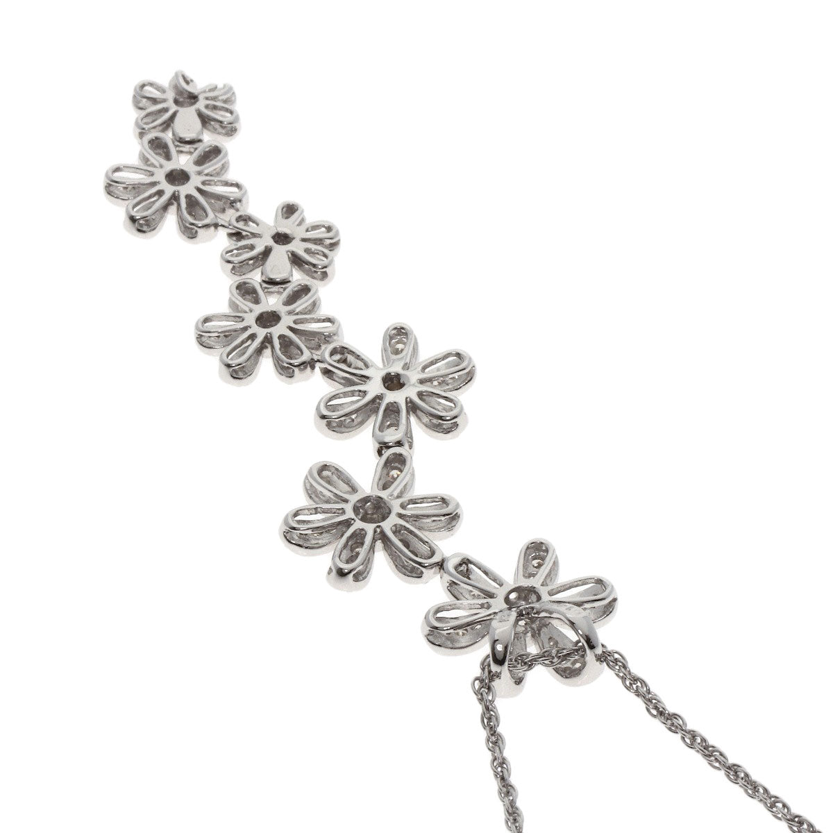 SELECT JEWELRY セレクトジュエリー 7P フラワー ダイヤモンド ネックレス K18WG レディース 中古