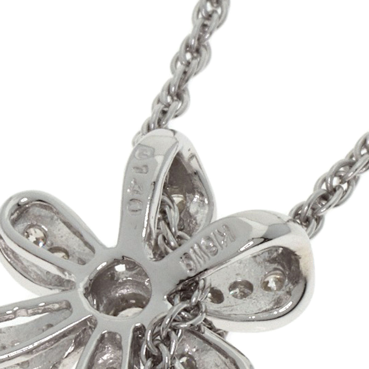 SELECT JEWELRY セレクトジュエリー 7P フラワー ダイヤモンド ネックレス K18WG レディース 中古