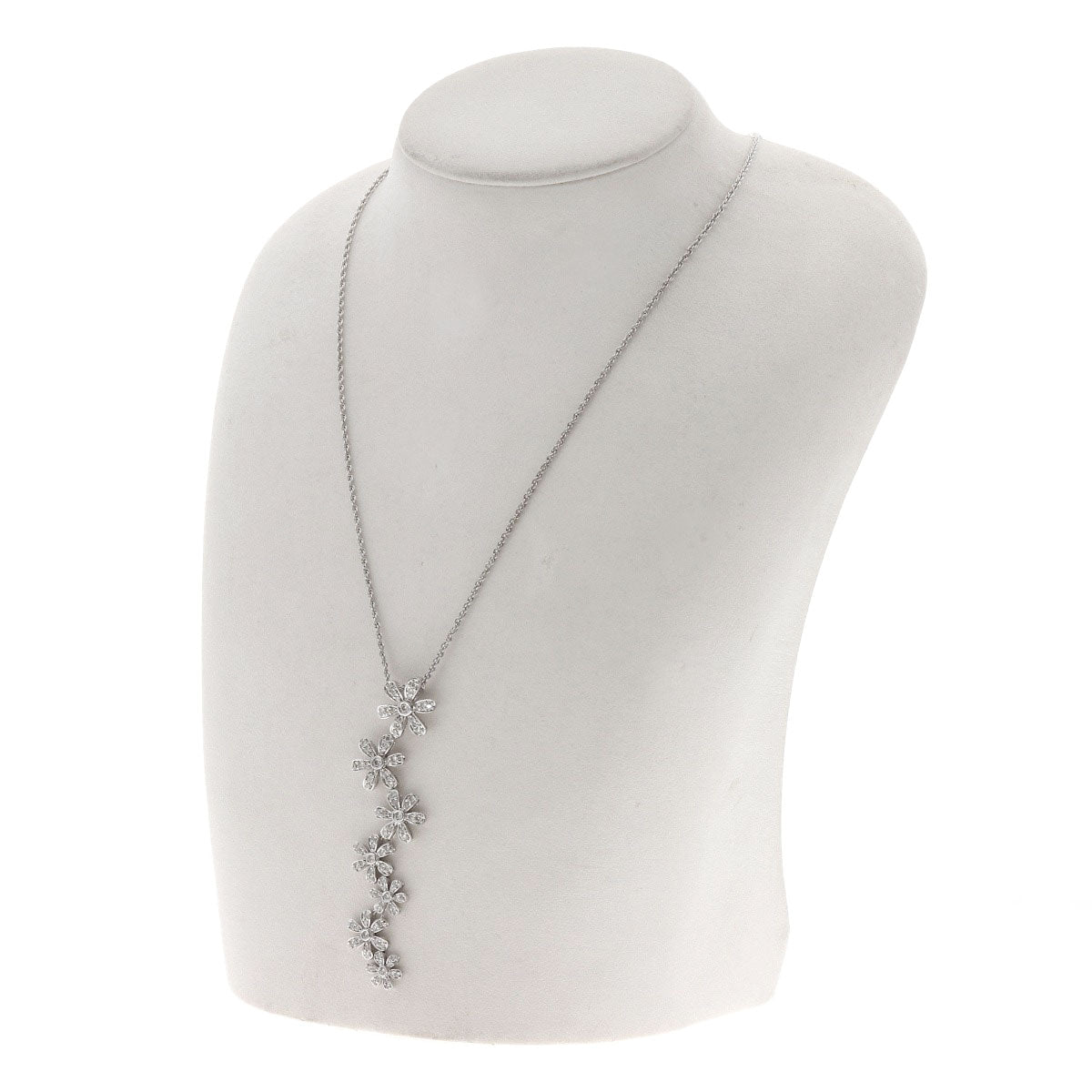 SELECT JEWELRY セレクトジュエリー 7P フラワー ダイヤモンド ネックレス K18WG レディース 中古