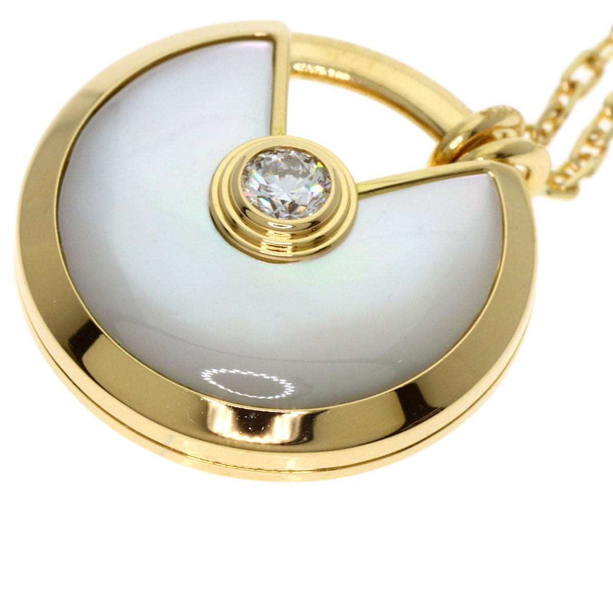 CARTIER カルティエ アミュレット SM シェル ダイヤモンド ネックレス K18YG レディース 中古