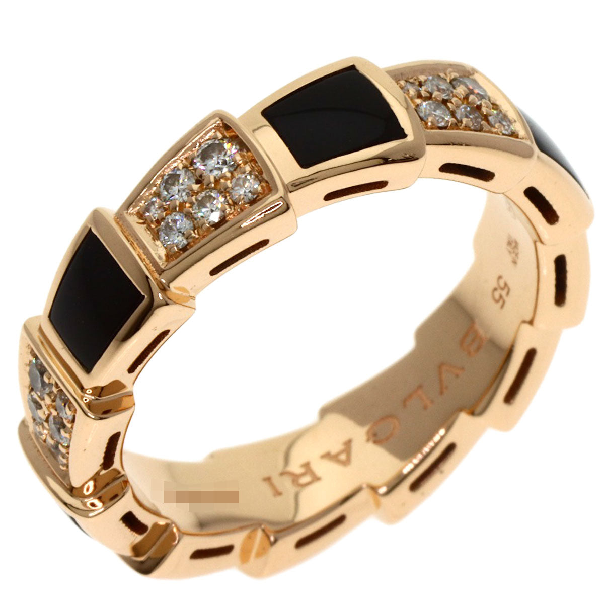 BVLGARI ブルガリ セルペンティ ヴァイパー オニキス ダイヤモンド #55 リング・指輪 K18PG レディース 中古