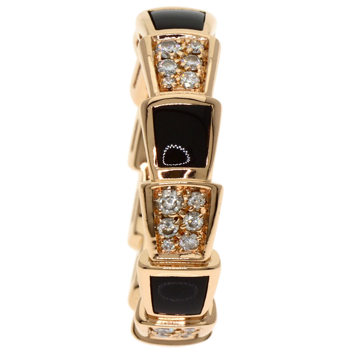 BVLGARI ブルガリ セルペンティ ヴァイパー オニキス ダイヤモンド #55 リング・指輪 K18PG レディース 中古