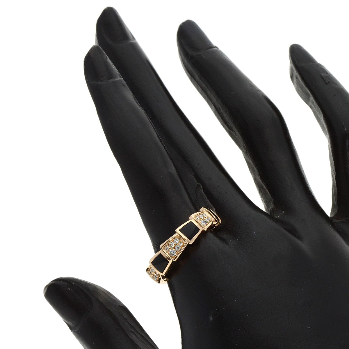 BVLGARI ブルガリ セルペンティ ヴァイパー オニキス ダイヤモンド #55 リング・指輪 K18PG レディース 中古