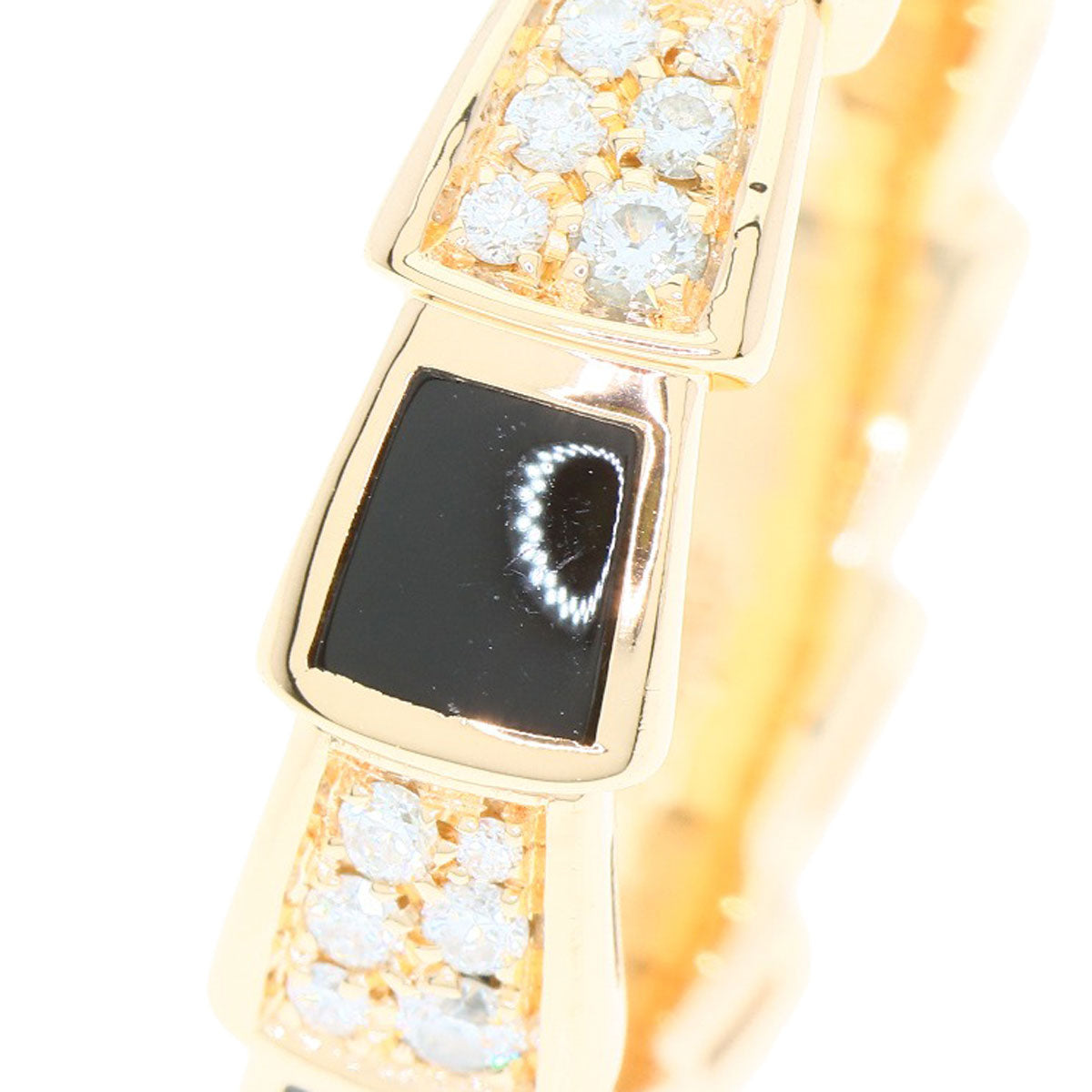BVLGARI ブルガリ セルペンティ ヴァイパー オニキス ダイヤモンド #55 リング・指輪 K18PG レディース 中古