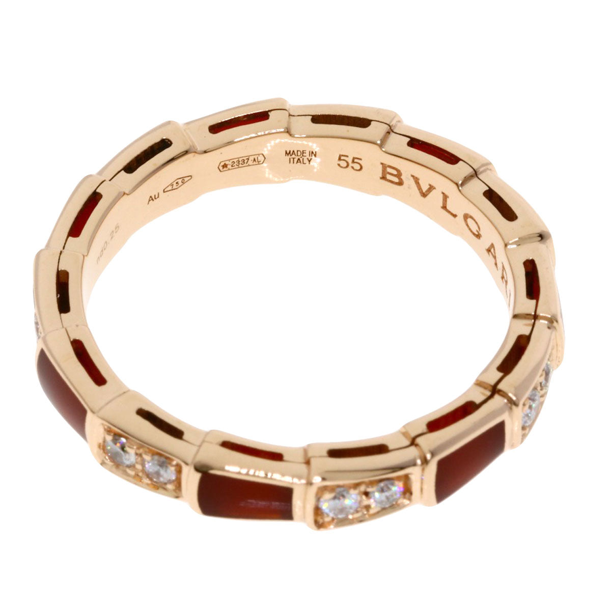 BVLGARI ブルガリ セルペンティ ヴァイパー カーネリアン ダイヤモンド #55　 リング・指輪 K18PG レディース 中古