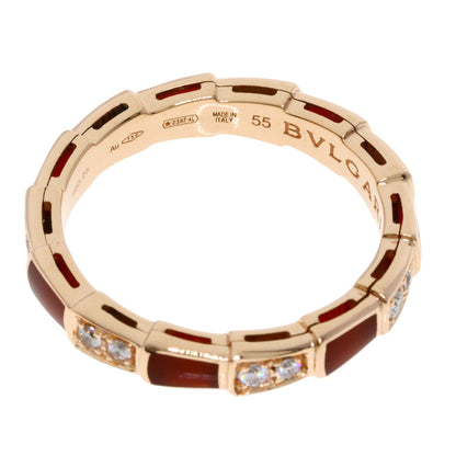 BVLGARI ブルガリ セルペンティ ヴァイパー カーネリアン ダイヤモンド #55　 リング・指輪 K18PG レディース 中古