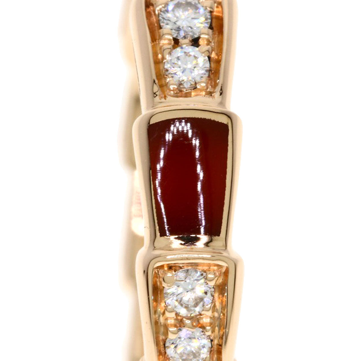 BVLGARI ブルガリ セルペンティ ヴァイパー カーネリアン ダイヤモンド #55　 リング・指輪 K18PG レディース 中古