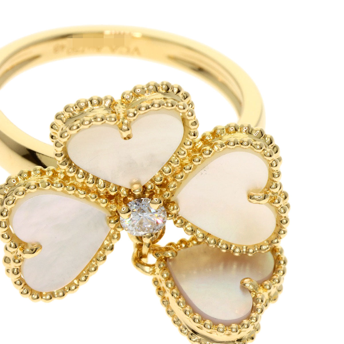 Van Cleef & Arpels ヴァンクリーフ＆アーペル スウィートハート エフイヤージュ シェル ダイヤモンド #48 リング・指輪 K18YG レディース 中古