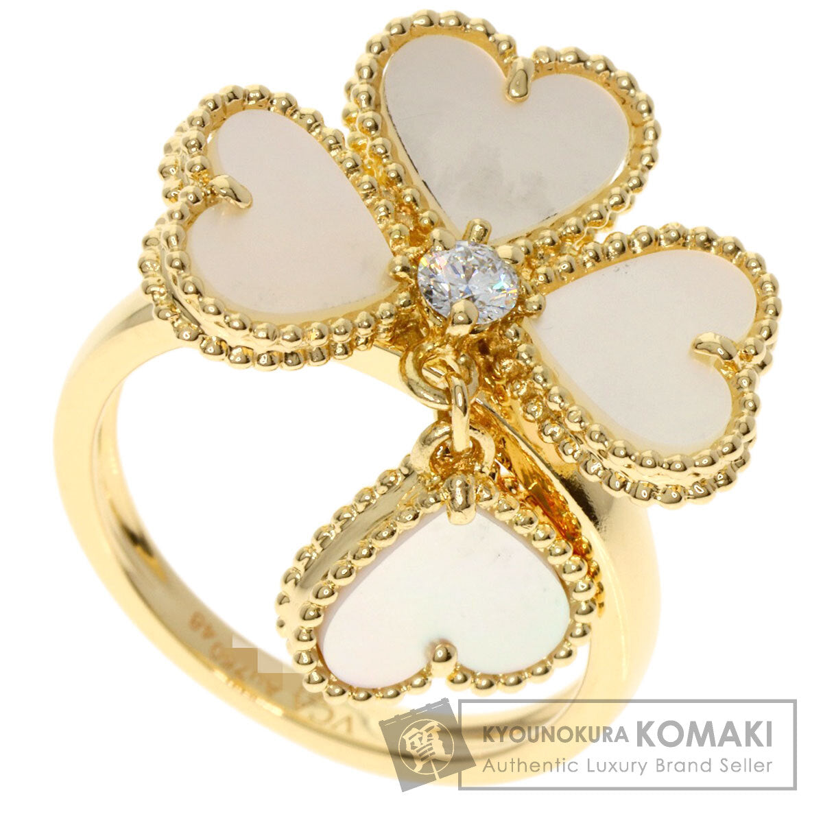 Van Cleef & Arpels ヴァンクリーフ＆アーペル スウィートハート エフイヤージュ シェル ダイヤモンド #48 リング・指輪 K18YG レディース 中古