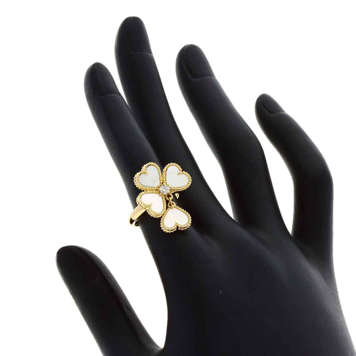Van Cleef & Arpels ヴァンクリーフ＆アーペル スウィートハート エフイヤージュ シェル ダイヤモンド #48 リング・指輪 K18YG レディース 中古