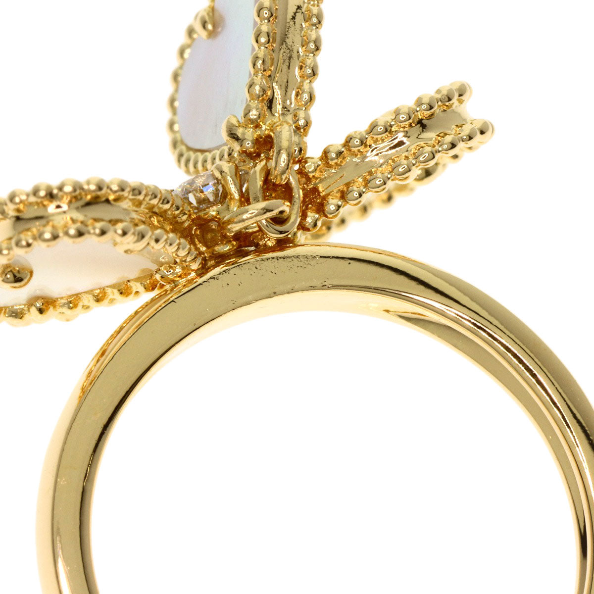 Van Cleef & Arpels ヴァンクリーフ＆アーペル スウィートハート エフイヤージュ シェル ダイヤモンド #48 リング・指輪 K18YG レディース 中古