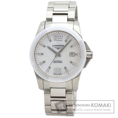 LONGINES ロンジン L3.657.4 コンクエスト ホワイトセラミック 腕時計 SS メンズ 中古