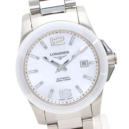 LONGINES ロンジン L3.657.4 コンクエスト ホワイトセラミック 腕時計 SS メンズ 中古