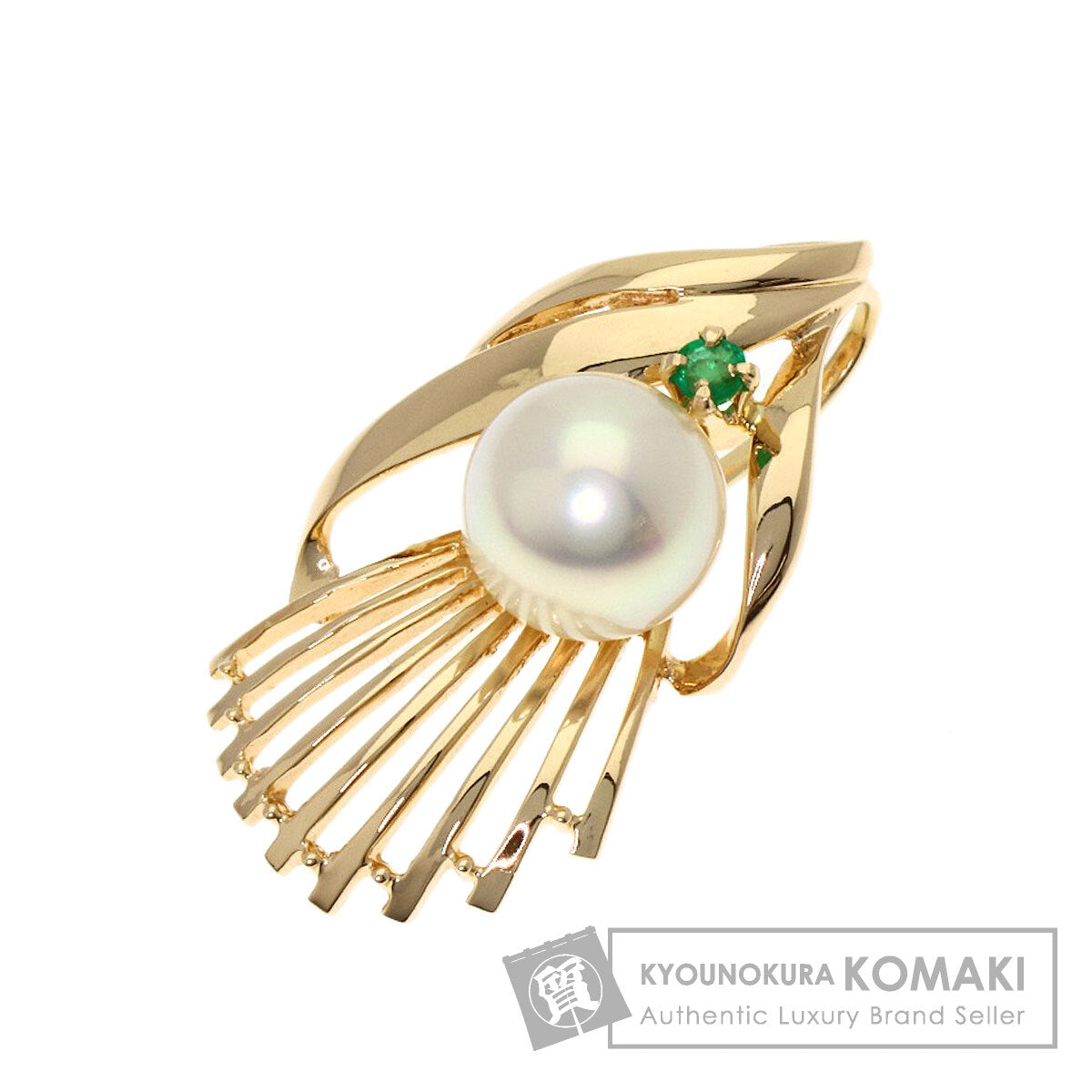 TASAKI タサキ パール 真珠 エメラルド ペンダントトップ K14YG レディース 中古