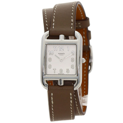 HERMES エルメス CC1.210 ケープコッド PM ドゥブルトゥール エトゥープ 腕時計 SS レディース 中古