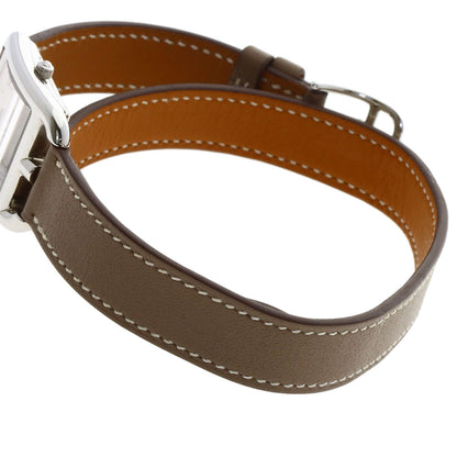 HERMES エルメス CC1.210 ケープコッド PM ドゥブルトゥール エトゥープ 腕時計 SS レディース 中古