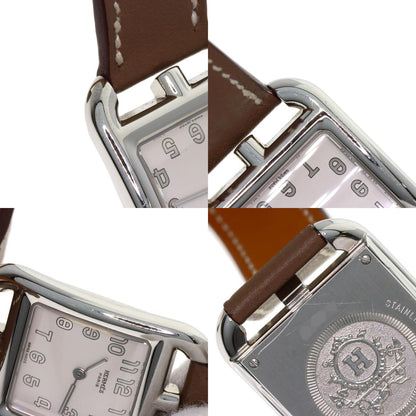 HERMES エルメス CC1.210 ケープコッド PM ドゥブルトゥール エトゥープ 腕時計 SS レディース 中古