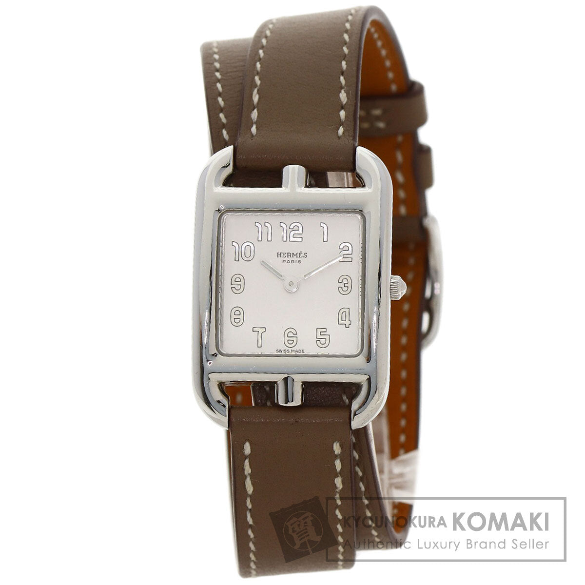 HERMES エルメス CC1.210 ケープコッド PM ドゥブルトゥール エトゥープ 腕時計 SS レディース 中古