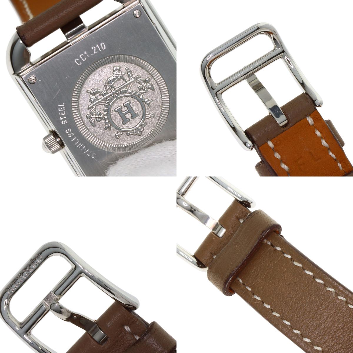 HERMES エルメス CC1.210 ケープコッド PM ドゥブルトゥール エトゥープ 腕時計 SS レディース 中古