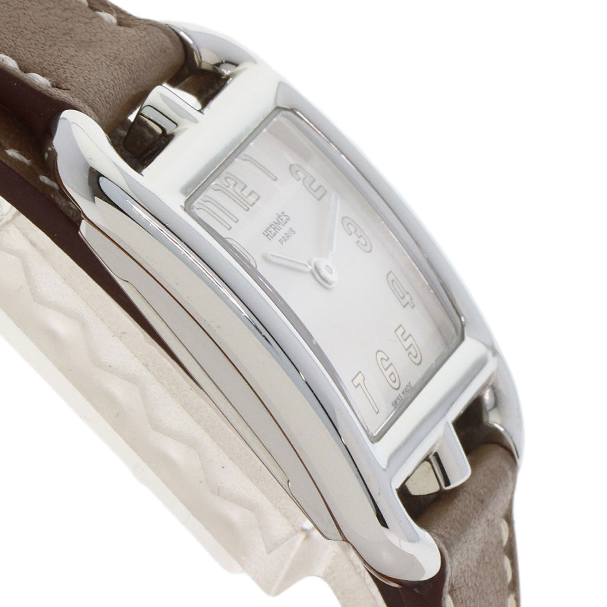 HERMES エルメス CC1.210 ケープコッド PM ドゥブルトゥール エトゥープ 腕時計 SS レディース 中古