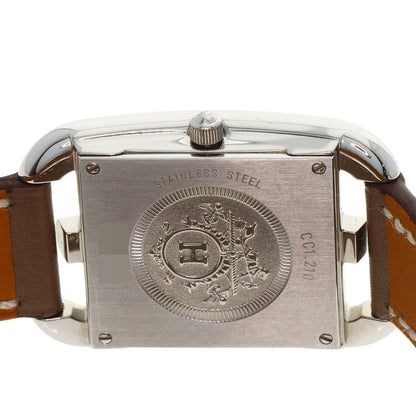HERMES エルメス CC1.210 ケープコッド PM ドゥブルトゥール エトゥープ 腕時計 SS レディース 中古