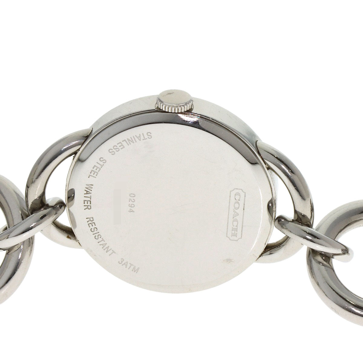 COACH コーチ ラウンドフェイス 腕時計 SS レディース 中古