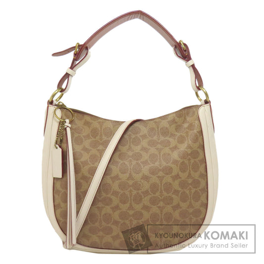 COACH コーチ 38580 サットン ホーボー ワンショルダー シグネチャー 2WAY ショルダーバッグ PVC レディース 中古