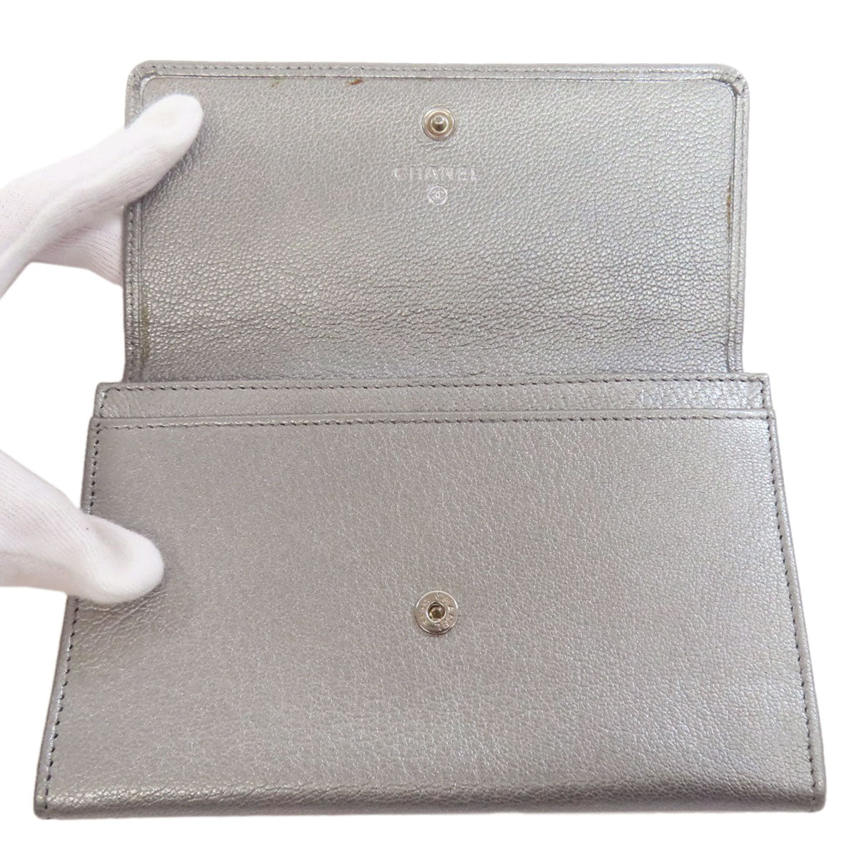 CHANEL シャネル ココマーク シルバー金具 長財布（小銭入れあり） カーフ レディース 中古