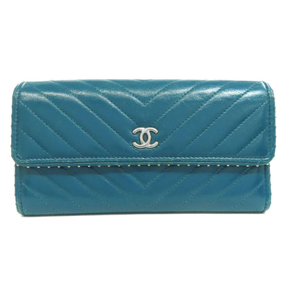 CHANEL シャネル Vステッチ ココマーク シルバー金具 長財布（小銭入れあり） カーフ レディース 中古