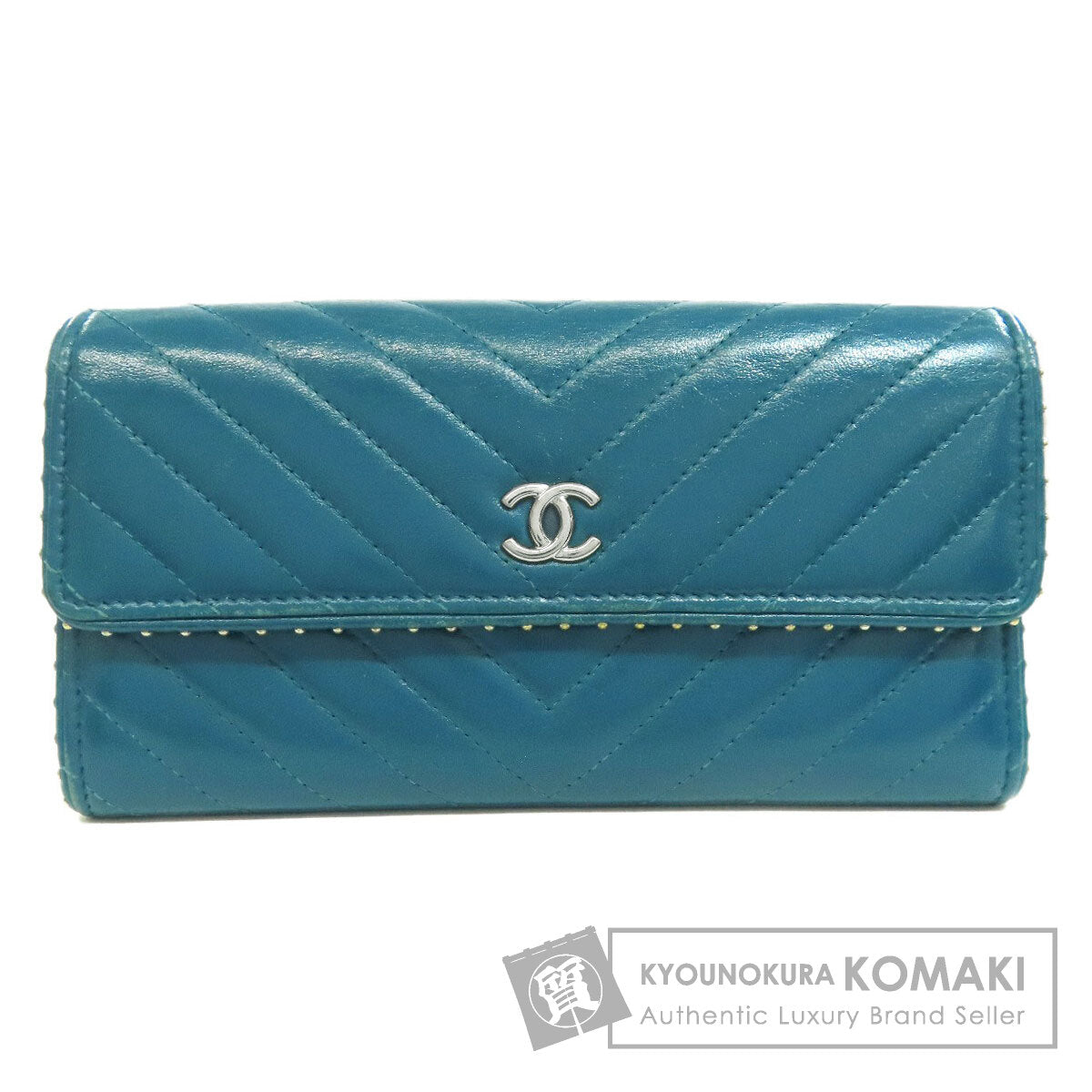 CHANEL シャネル Vステッチ ココマーク シルバー金具 長財布（小銭入れあり） カーフ レディース 中古