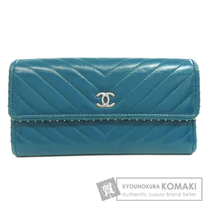 CHANEL シャネル Vステッチ ココマーク シルバー金具 長財布（小銭入れあり） カーフ レディース 中古