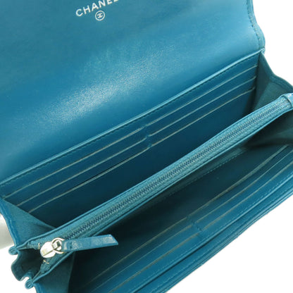CHANEL シャネル Vステッチ ココマーク シルバー金具 長財布（小銭入れあり） カーフ レディース 中古