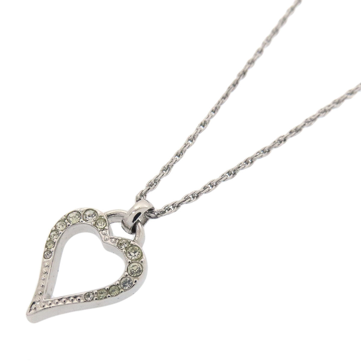 CHRISTIAN DIOR クリスチャンディオール ハート ラインストーン ネックレス 金属製 レディース 中古