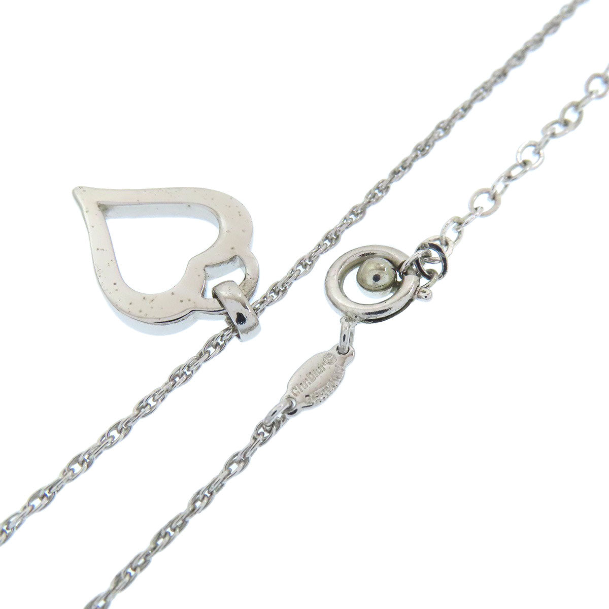 CHRISTIAN DIOR クリスチャンディオール ハート ラインストーン ネックレス 金属製 レディース 中古