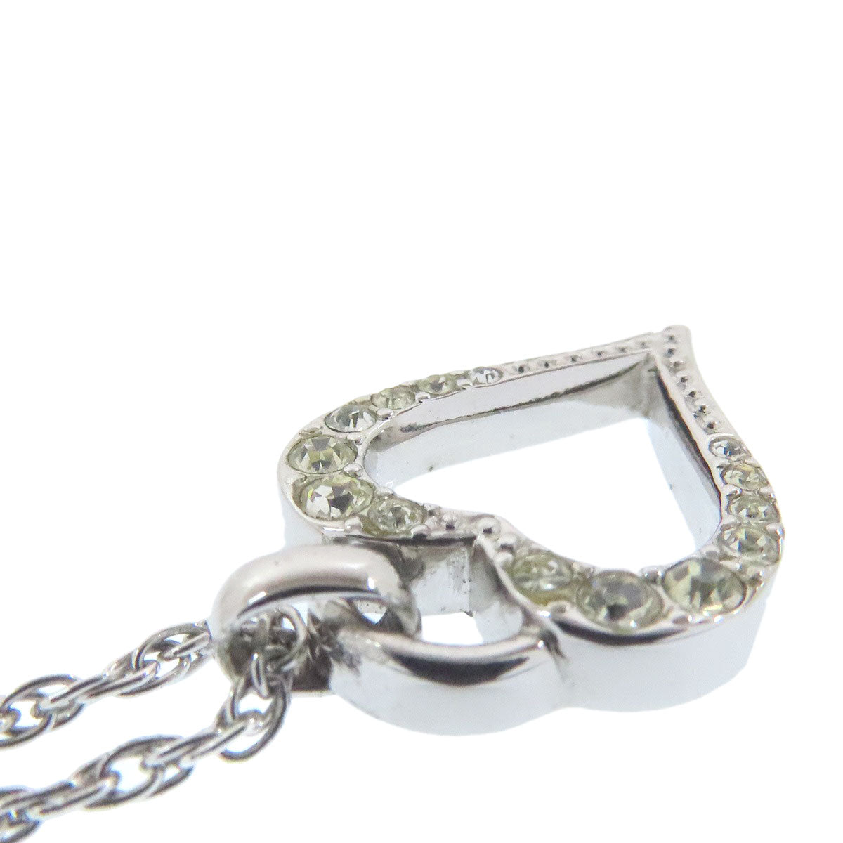 CHRISTIAN DIOR クリスチャンディオール ハート ラインストーン ネックレス 金属製 レディース 中古