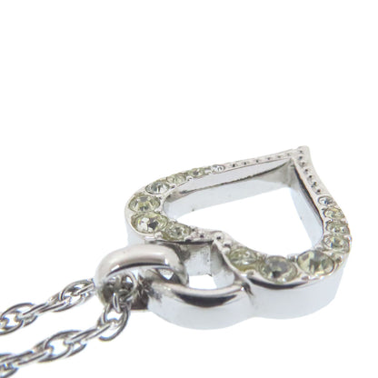 CHRISTIAN DIOR クリスチャンディオール ハート ラインストーン ネックレス 金属製 レディース 中古