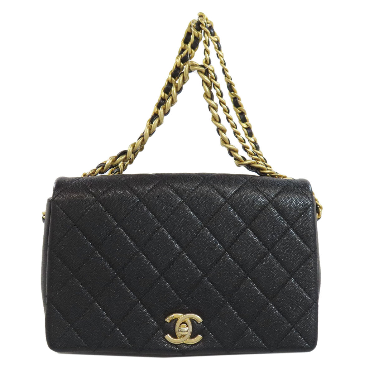CHANEL シャネル マトラッセ ゴールド金具 2WAY ショルダーバッグ グレインド カーフスキン レディース 中古