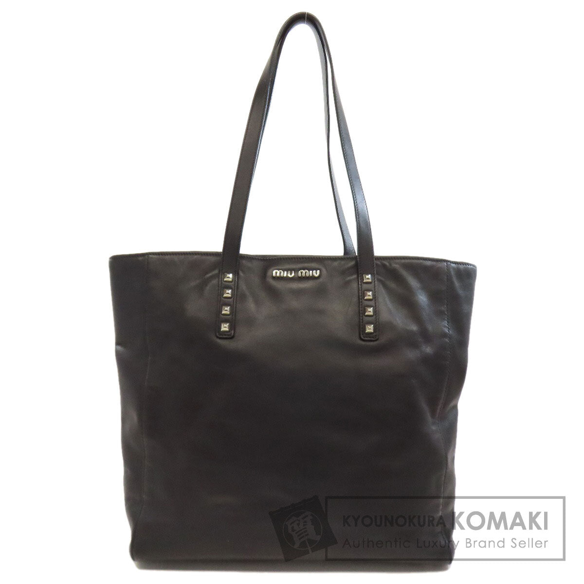 MIUMIU ミュウミュウ ロゴ スタッズ トートバッグ レザー レディース 中古