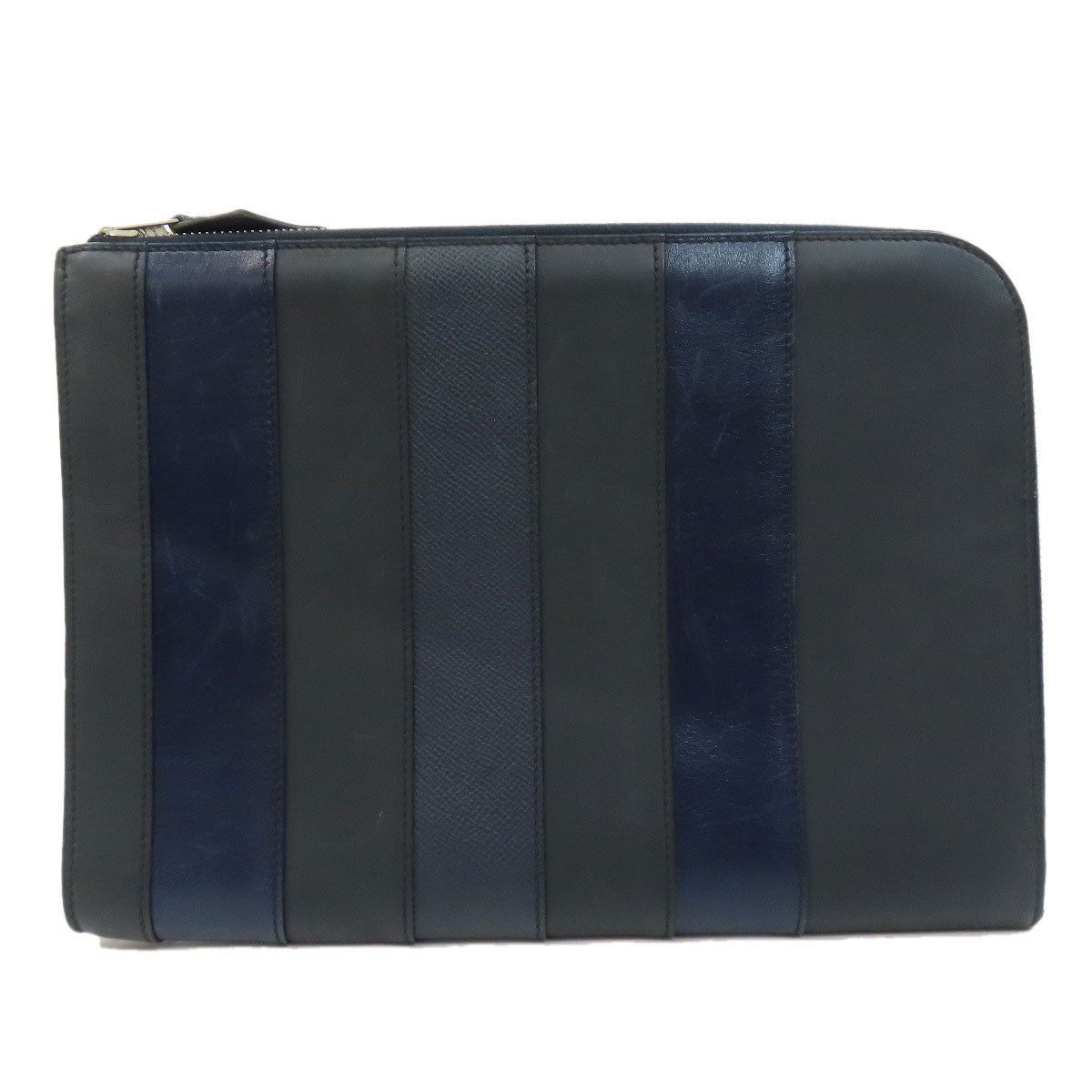 HERMES エルメス ストライプ クラッチバッグ レザー メンズ 中古