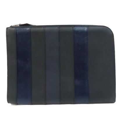 HERMES エルメス ストライプ クラッチバッグ レザー メンズ 中古