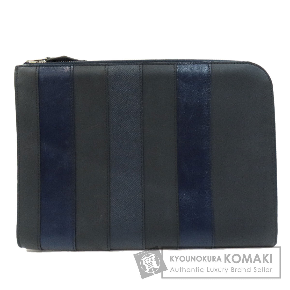 HERMES エルメス ストライプ クラッチバッグ レザー メンズ 中古