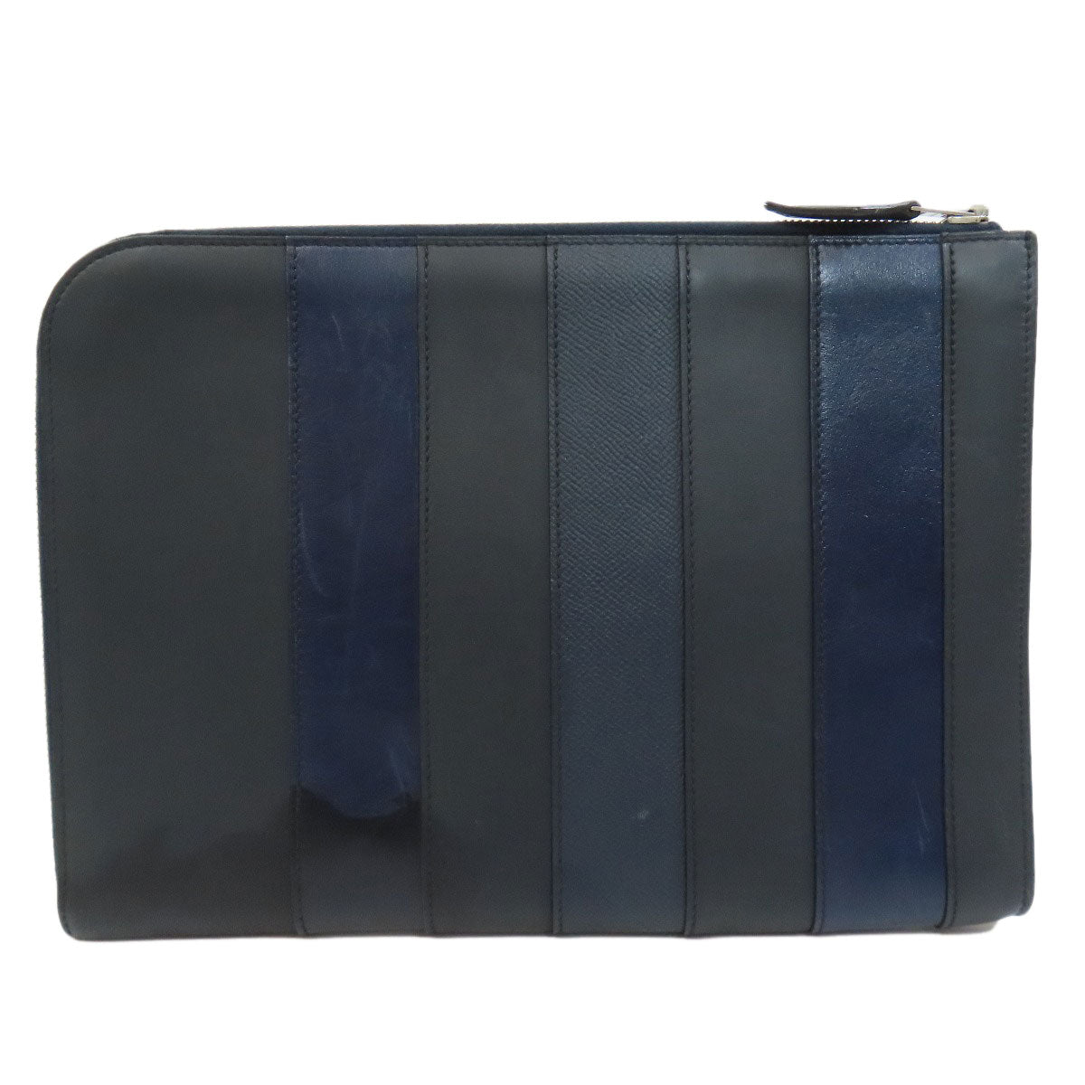 HERMES エルメス ストライプ クラッチバッグ レザー メンズ 中古