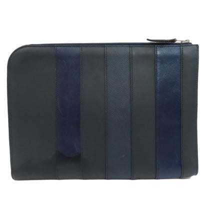 HERMES エルメス ストライプ クラッチバッグ レザー メンズ 中古
